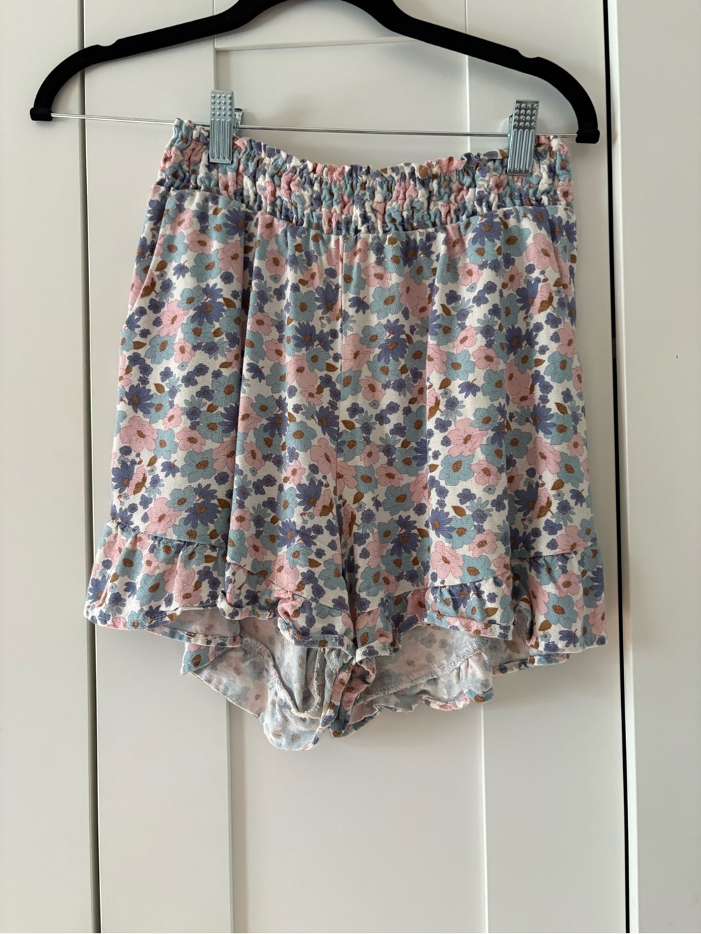 Monteau Pastel Floral Ruffle Pull-On Skort - Pink, Blue, Cream